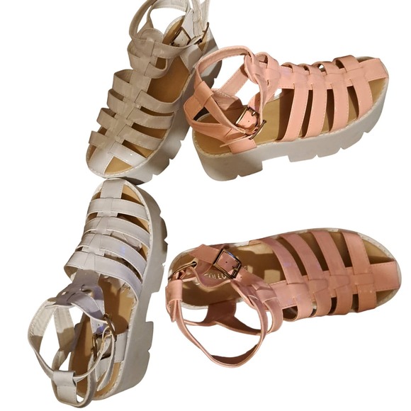 NEW Super Tall Platform sandals - peach and white SZ 8.5-9 - Picture 7 of 7